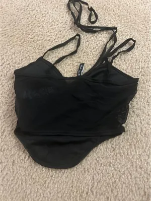 C706 bra small size 4 black halter style top see thru black cute bralette thumbnail 4