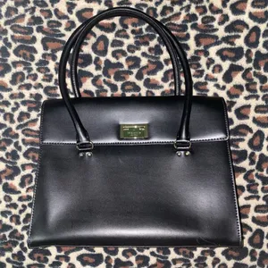 kate spade new york black leather shoulder bag with gold hardware thumbnail 2