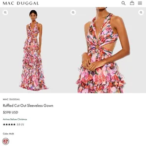 Mac Duggal 68076 Ruffle Floral Cut Out Dress thumbnail 4
