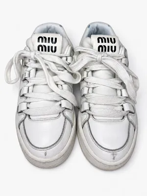 Miu Miu White Leather Logo Low Top Sneakers Made in Italy SIZE 35.5 thumbnail 8
