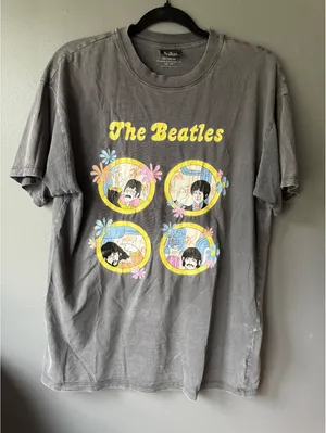 The Beatles Relaxed Boyfriend Tee XS Vintage Gray Graphic T-Shirt thumbnail 1