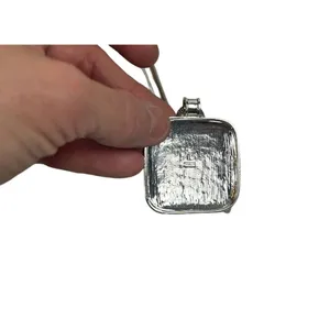 Vintage Silver Tone “Roman” Enameled Floral Etched Pendant W Faux Turquoise Ston thumbnail 2