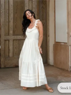 NWT Christy Dawn Clemence Pearl Dress Regenerative Organic Cotton Midi Medium thumbnail 2