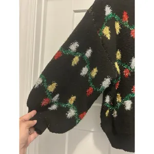 Women’s Size Small Christmas Lights Black Sweater Holiday Whimsy Party Festive thumbnail 2
