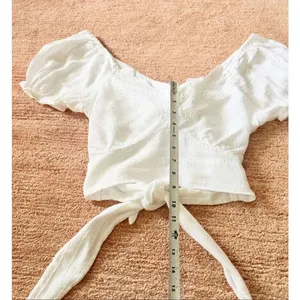 American Eagle White Eyelet Tie-Back Crop Top Size M thumbnail 3