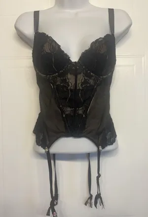 Victoria's Secret X Chantal Thomass Vintage Garter Teddy Lace Lingerie 34C Black thumbnail 1