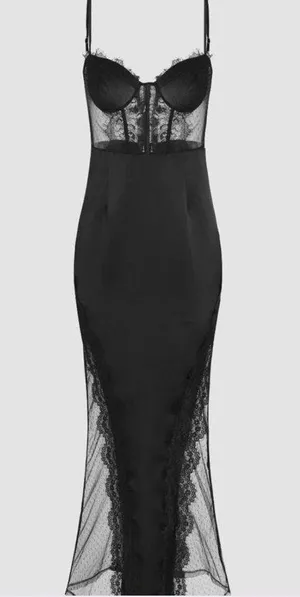 Cider Black Satin Lace Dress thumbnail 1