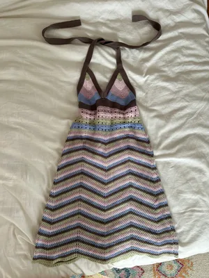 Crochet Halter Mini Dress thumbnail 1