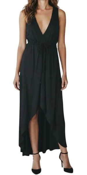 KIMCHI BLUE Hi Low Maxi Dress Women XS Black Party Resort Whimsygoth Boho NWT thumbnail 1