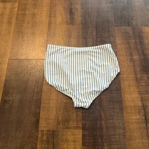 Albion Fit High Waisted Bikini Bottoms Blue White Stripe Size Small thumbnail 4