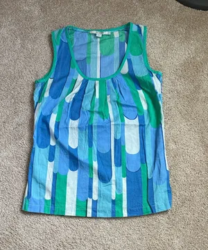 Boden Lightweight Sleeveless Vibrant Multi Colored Pattern Top. Size US 2 thumbnail 1