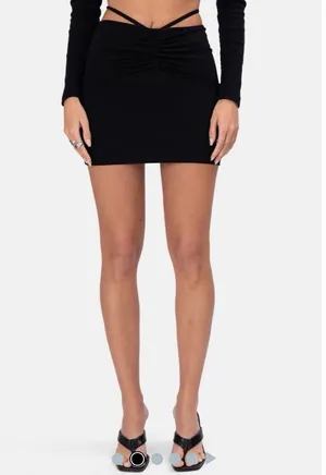 Adika Black Mini Skirt With Tie thumbnail 1