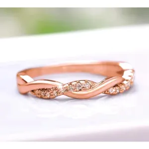 NEW 14k Rose Gold-Plated S925 Simulated Diamond Eternity Twist Ring, Size 7.5‎ thumbnail 5
