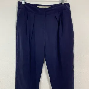 Anthropologie Daughters Of The Liberation Navy Blue Pleated‎ Tapered Pants High Rise 4 Tall thumbnail 2