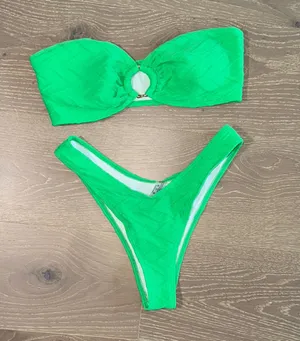 SHEIN Green Bandeau Bikini Set size S thumbnail 1