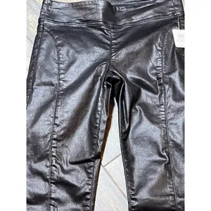 NWT Free People Double Dutch Slit‎ Skinny Pants Faux Leather Coated Black Size S thumbnail 4