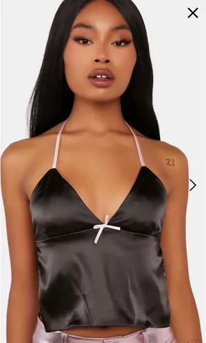 Edikted Satin Open Back Top thumbnail 1