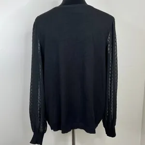Adrianna Papell Swiss Dot Sheer‎ Sleeve Crewneck Long Sleeve Sweater thumbnail 6
