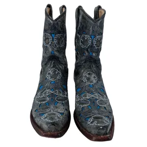 CORRAL Snip Toe Boots Blue‎ Gray Inlay Cowboy Angel Wing & Dove Size 6.5M thumbnail 3
