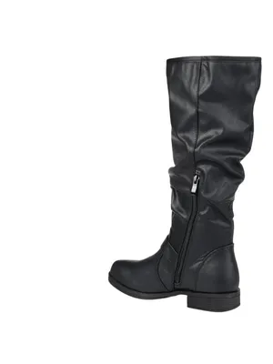 NWT Journee Collection Womens Stormy Boot Faux Leather Slouch Black 8M thumbnail 4