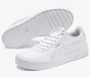 Puma Size 7.5 Carina White Silver Low Top Lace Up Tennis Shoe Athletic Sneakers thumbnail 1