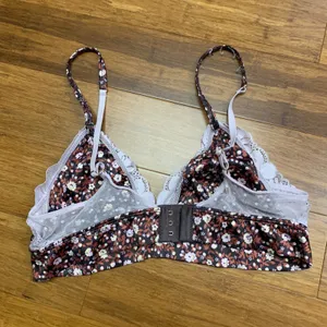 Aerie Floral Lace Trim Bralette Womens Size Medium‎ Soft Non-Padded Wireless Bra thumbnail 2