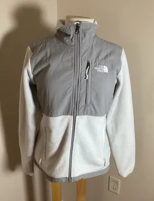 The North Face Women's Denali Full Zip Fleece Jacket White and Gray Size Small thumbnail 1