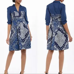 NWT $148 Anthropologie x Holding Horse Flared Bandana Side-Zip Shirt Dress 0 thumbnail 2
