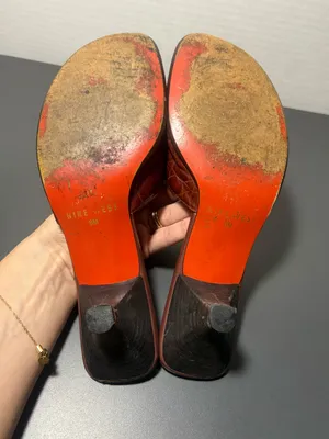 NINE WEST Vintage 90s Brown and Orange Kitten Heels thumbnail 8