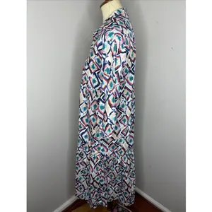 Anthropologie Maeve The Bettina Tiered Midi Maxi Shirt Dress Ikat Boho XS thumbnail 3