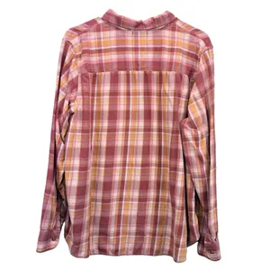 LL Bean Rangely Flannel Shirt XL Red Pink Orange Plaid Cotton Tencel Button Up thumbnail 5