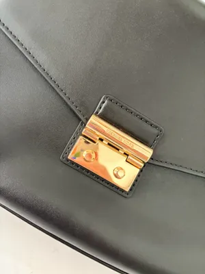 Michael Kors Black Top Handle Crossbody Satchel Gold Chain Classic Handbag thumbnail 3