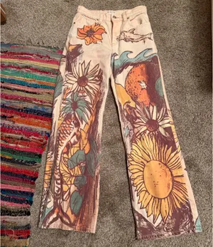 Free People We The Free Printed Mid Ride Jeans thumbnail 2
