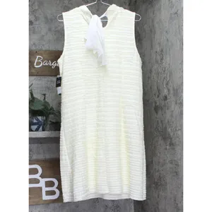 NWT Signature By Robbie Bee Neck Textured Cocktail Shift Dress Cream Offwhite L thumbnail 5