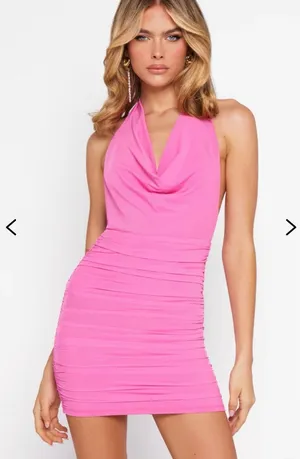Hello Molly Mini Dress Pink Halter thumbnail 1