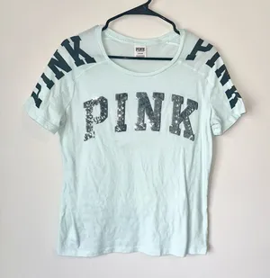 PINK Sequin Logo Tee thumbnail 1
