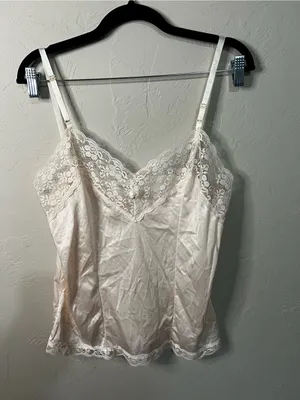 Ashley Taylor Vintage Peach Lace Trim Camisole Romantic Coquette Lingerie Top thumbnail 2