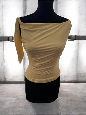 Wayf One-Shoulder Ruched Camisole in Light Yellow thumbnail 3