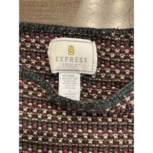 Vintage Express Tricot Sweater Womens large Striped Knit Pullover Made USA 90s thumbnail 4