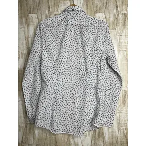 H&M Womens Slim Fit Blouse Size S Button Up White w/ Blue‎ Floral thumbnail 2