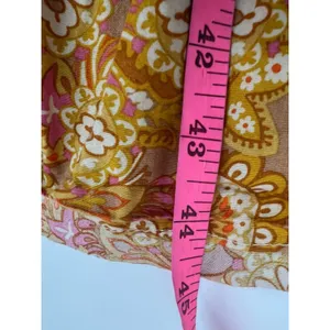 O.P.T‎ Daphne Square Neck Smocked Maxi Dress M Mustard Paisley Sz XS thumbnail 4
