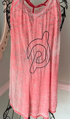 Peloton Pink and White tank top see through large‎ thumbnail 1