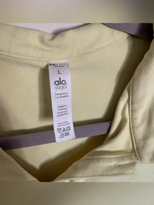 Alo Yoga Choice Polo Crop Yellow Green Lime Workout Top Short Sleeve Size L thumbnail 4