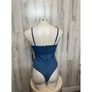 Haute Monde denim rhinestone bodysuit thumbnail 7