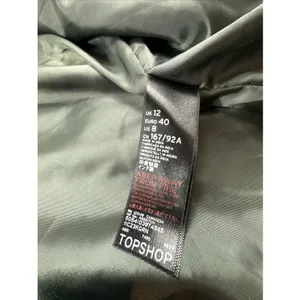 Topshop Suede Leather Moto Jacket Dark Green Women's Size 8 thumbnail 3