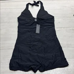 Tempt me One Piece with Shorts - Tummy Control Retro Bathing Suit Halter Boyleg thumbnail 8