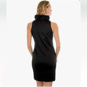 Gretchen Scott Jersey Ruffneck Dress Black Sleeveless Shift Sweetheart Size 4 thumbnail 2