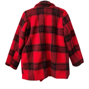 Stoosh Peacoat Jacket Double Breasted in Red and Black Plaid Size L thumbnail 2