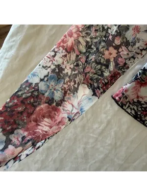 Women's Mock Neck Sheer Lined Long Sleeve Floral Top Size L #260521 thumbnail 3