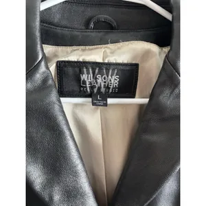 Vtg 90s Wilsons‎ Leather Pelle Studio Black Leather Blazer Jacket Women's Large thumbnail 2